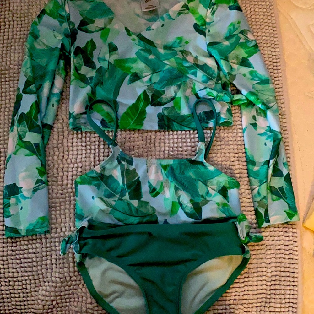 Floral Green Bathing Suit